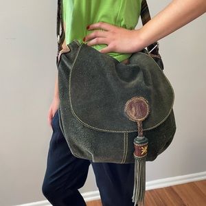 Green suede hobo bag